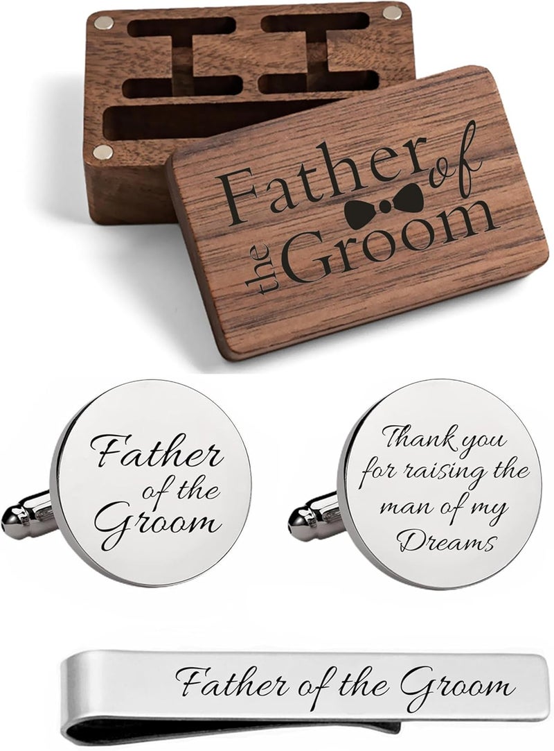 Vkooer Personalized Engraved Cuff Links Tie Clip Set Custom Engrave Phrase Wedding Cufflinks Jewelry Gift for Father Dad Of all the Walks We've taken This one is my Favorite - Image 1